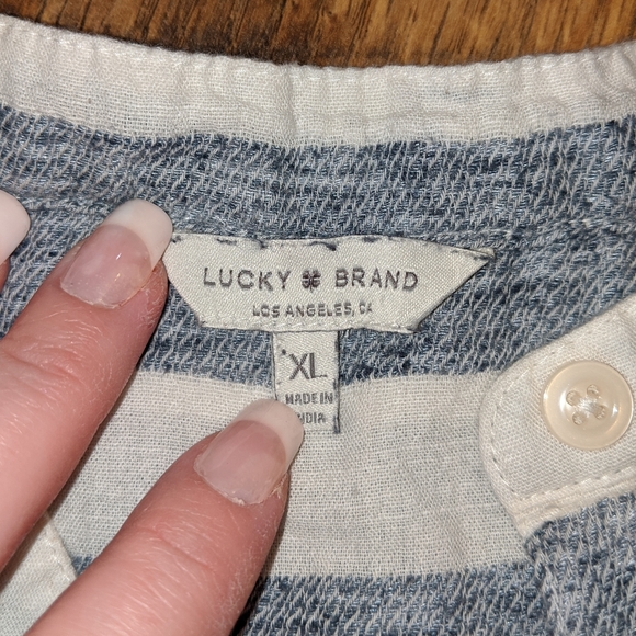 LUCKY BRAND LONG SLEEVE STRIPED PEPLUM TOP - Picture 7 of 8